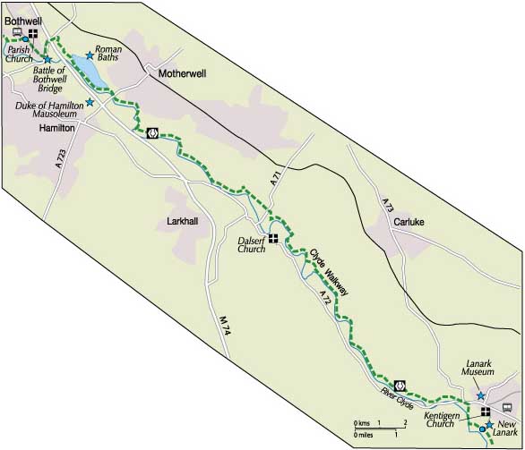Map Lanark to Bothwell